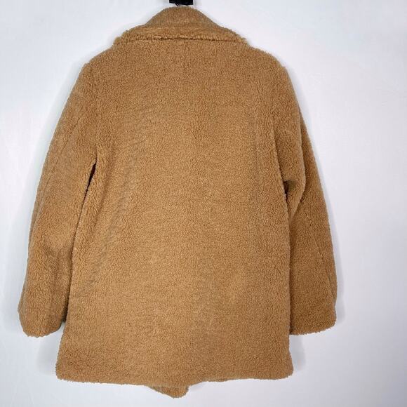 Talulah S/M Tan Camel Max Oversized Teddy Coat Double Breasted Cozy Warm Soft - Picture 2 of 12